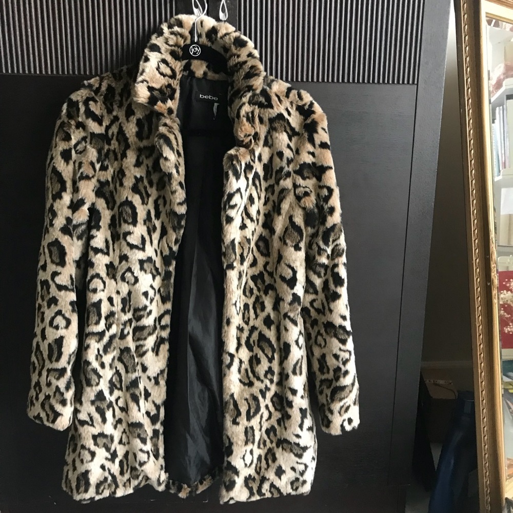 Bebe leopard fur coat